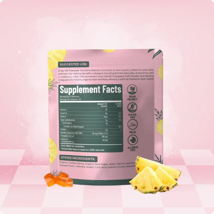 Back of the pouch with supplement facts