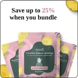 Bundle of Feminine Balance Gummies pouches with fresh pineapple